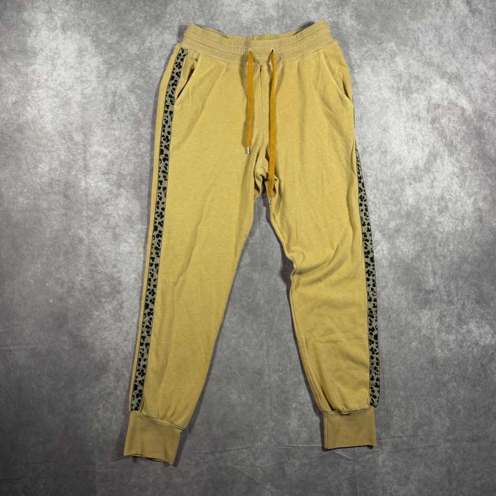 Sundry Women Mustard Yellow Leopard Side Stripe Joggers Sweatpants Size 0 Lounge